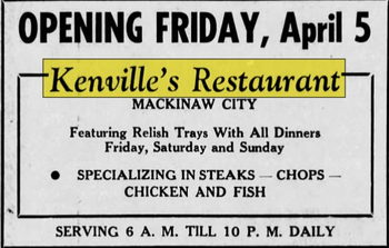 Kenvilles Restaurant - April 1963 Ad (newer photo)